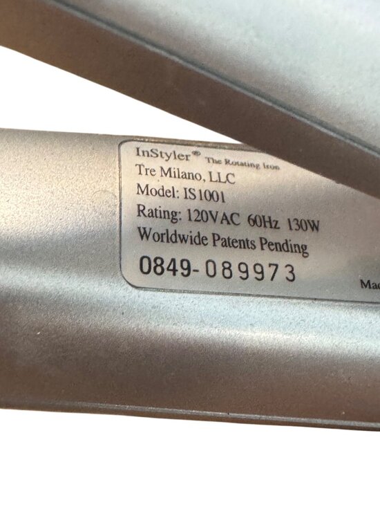 InStyler Rotating Iron IS1001 Hair Styler Adjustable Heat Silver 120V 60Hz 130W